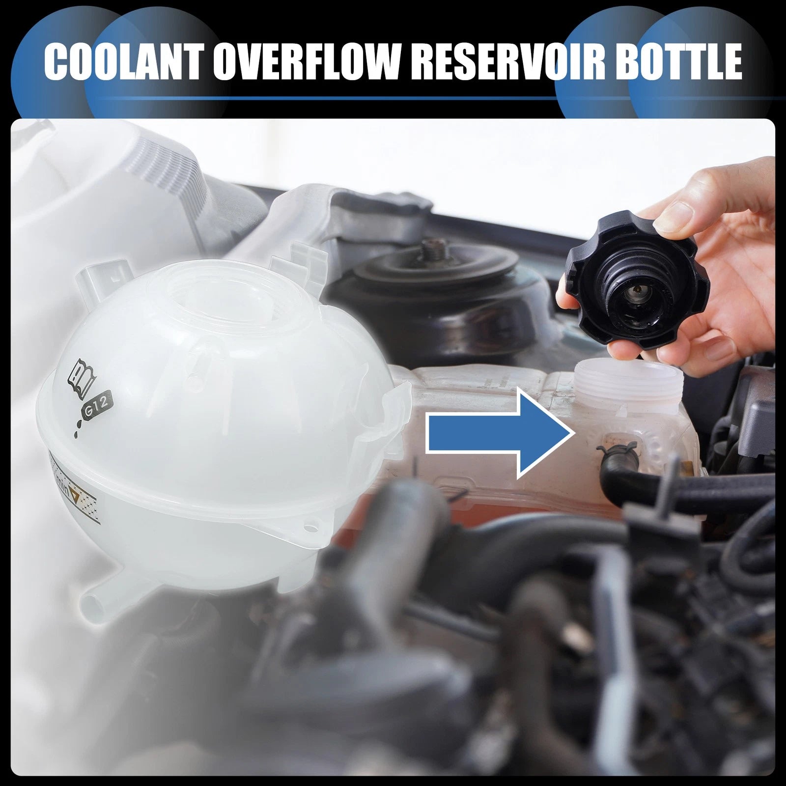 Coolant Expansion Overflow Tank w/ Sensor No. 1K0121407A for Audi A3 (2006–2013)