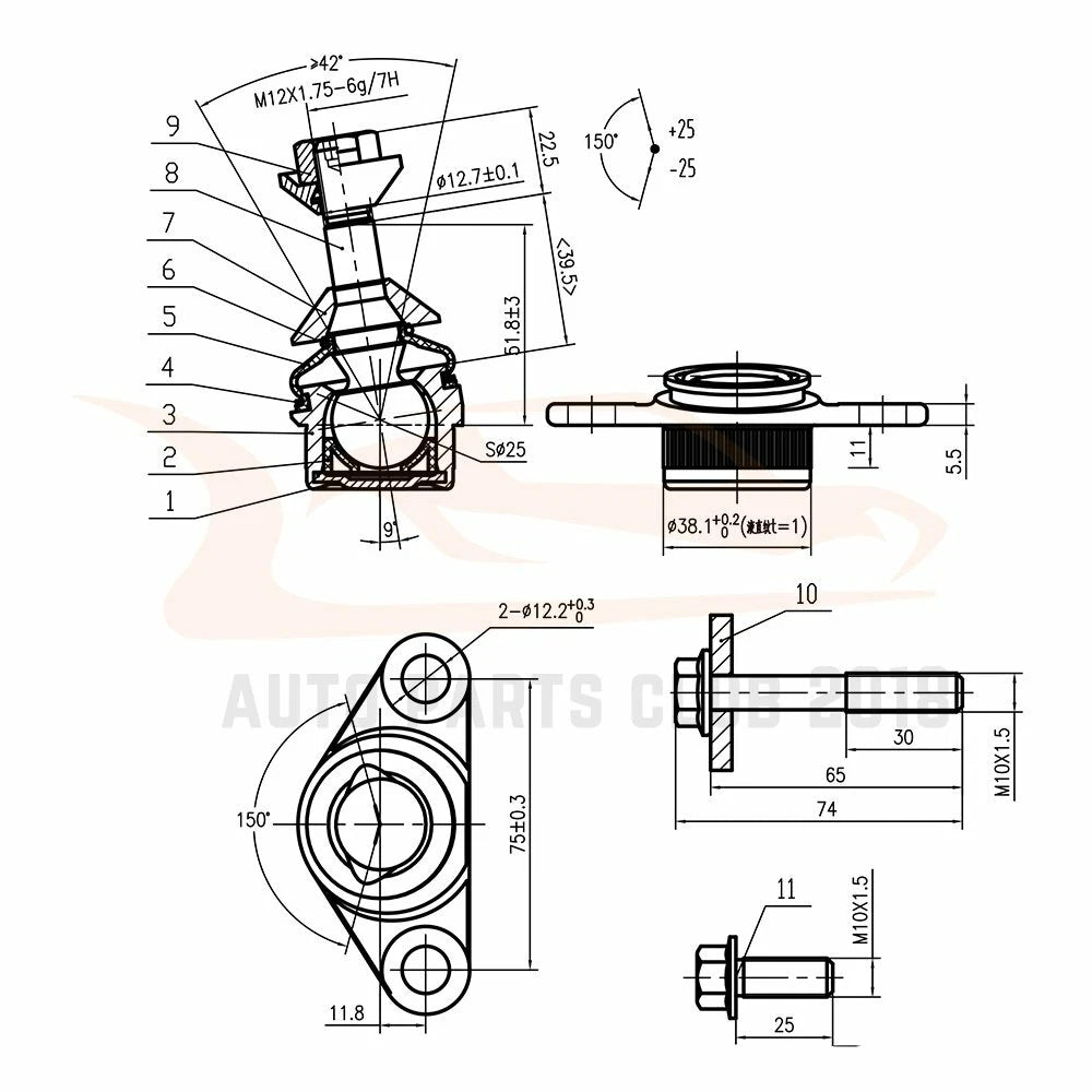 10pcs Front Suspension Control Arm Kit for Volvo S60 V70 (2001–2007)
