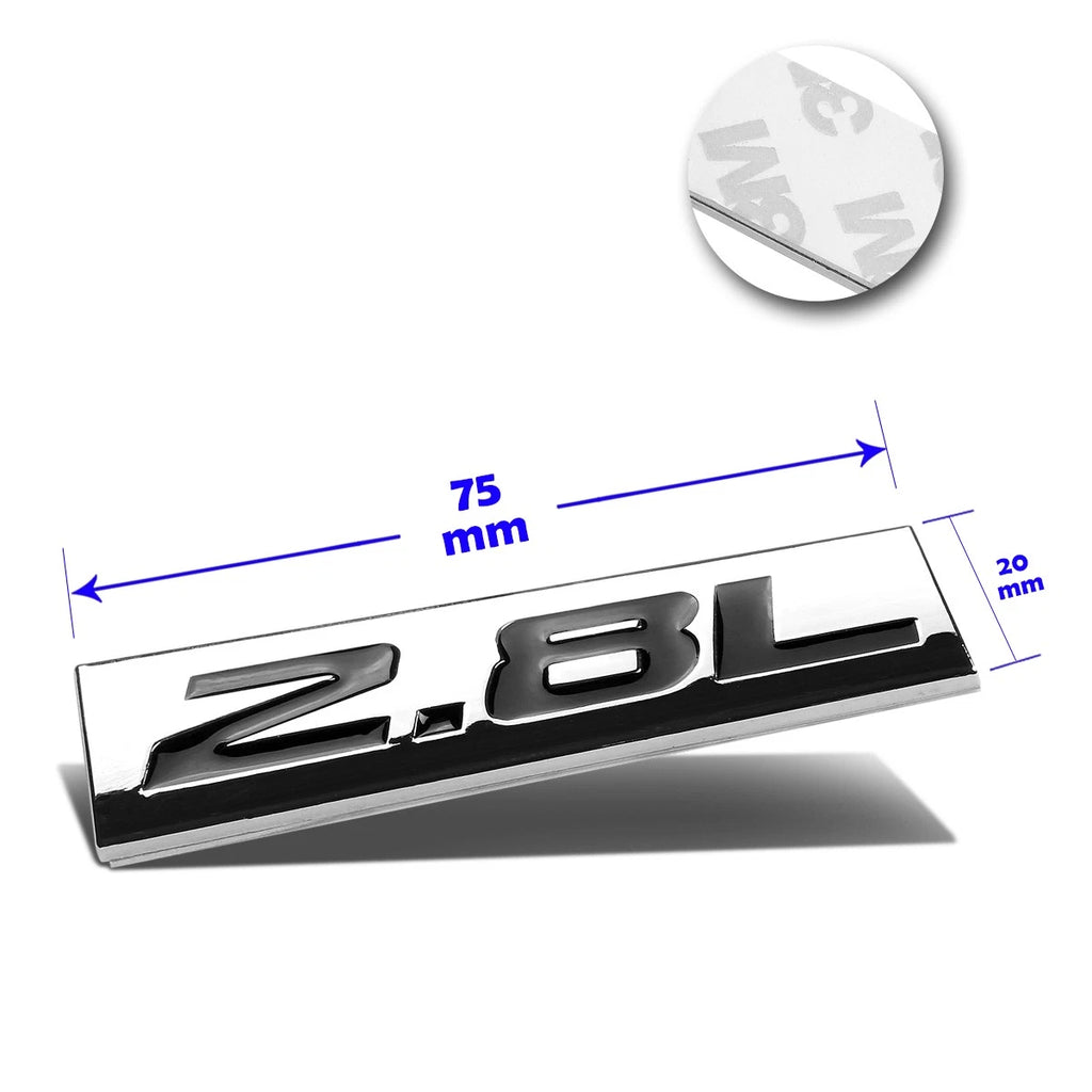 2.8L Polished Metal 3D Decal Emblem for Volkswagen Saab