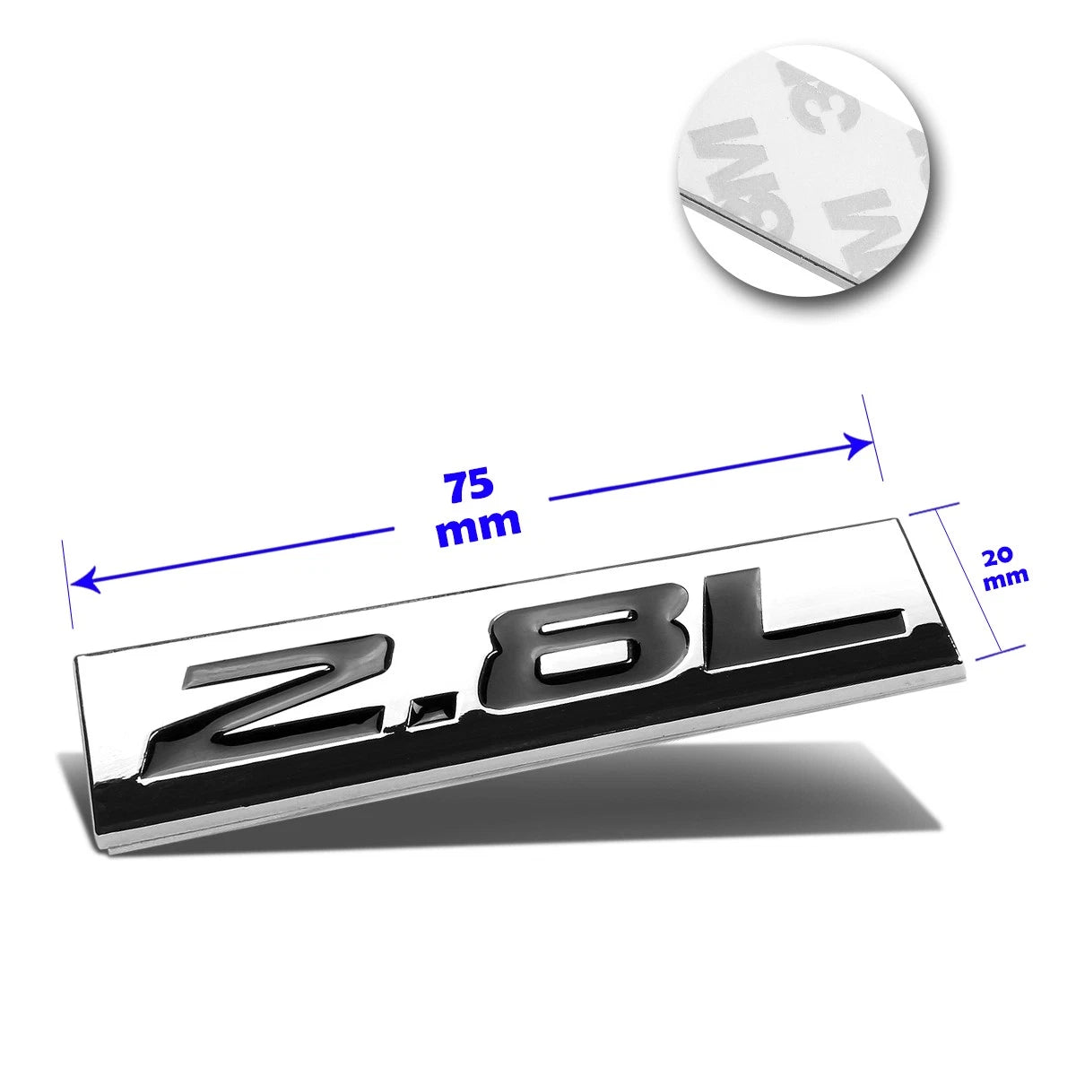 2.8L Polished Metal 3D Decal Emblem for Volkswagen Saab