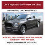 Set of 2 Trailer Tow Mirror Arm Covers for Dodge RAM 1500 2500 3500 (2002–2023)