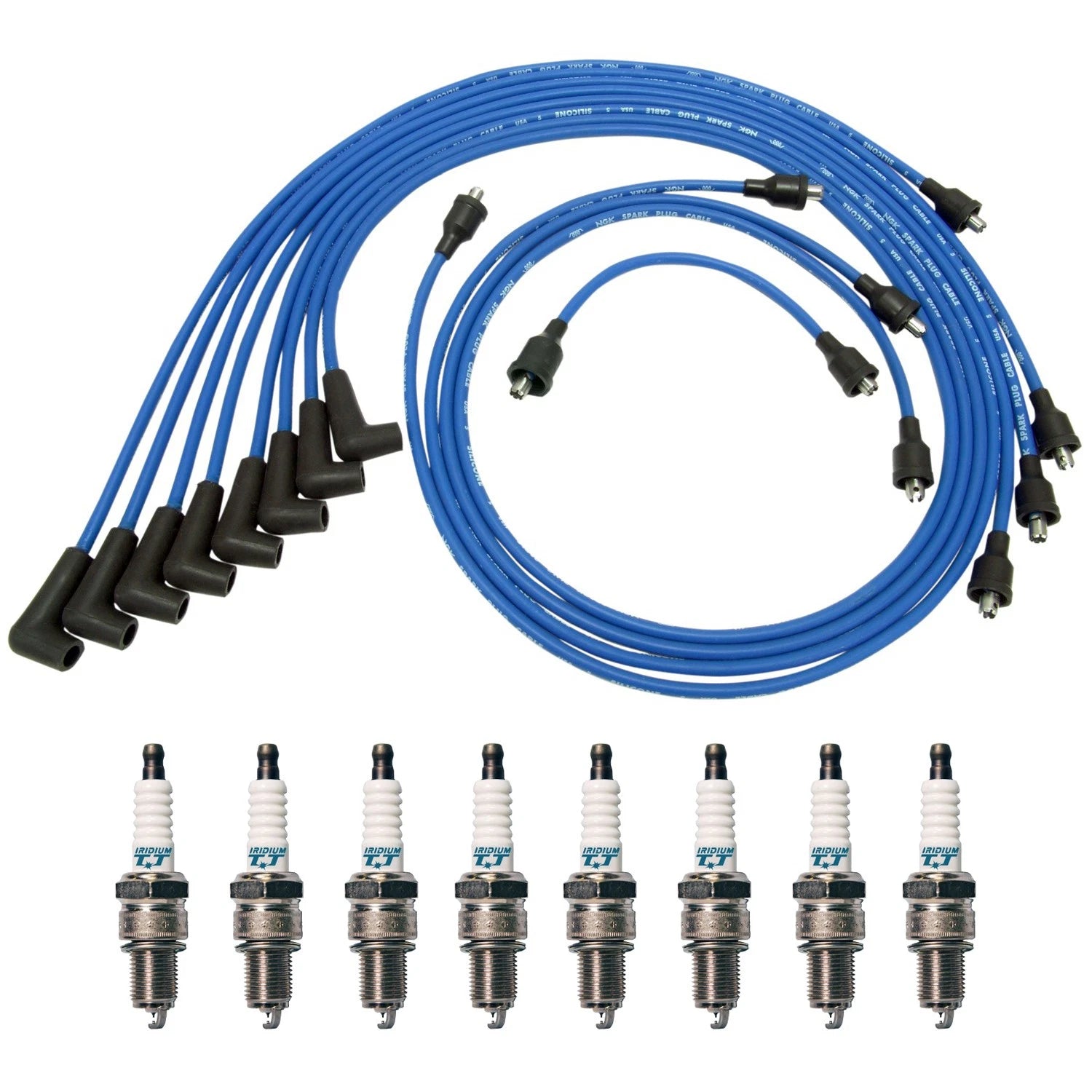 NGK Wire Set & Denso 8 Iridium TT Spark Plugs Kit for C15/C1500 (1990–1995)