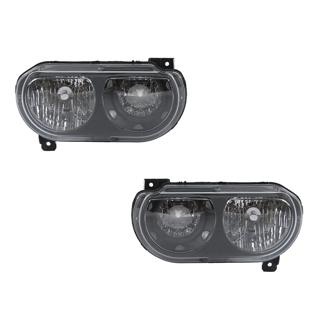 Headlights Assembly Lamp Black Pair for Dodge Challenger (2008–2014)