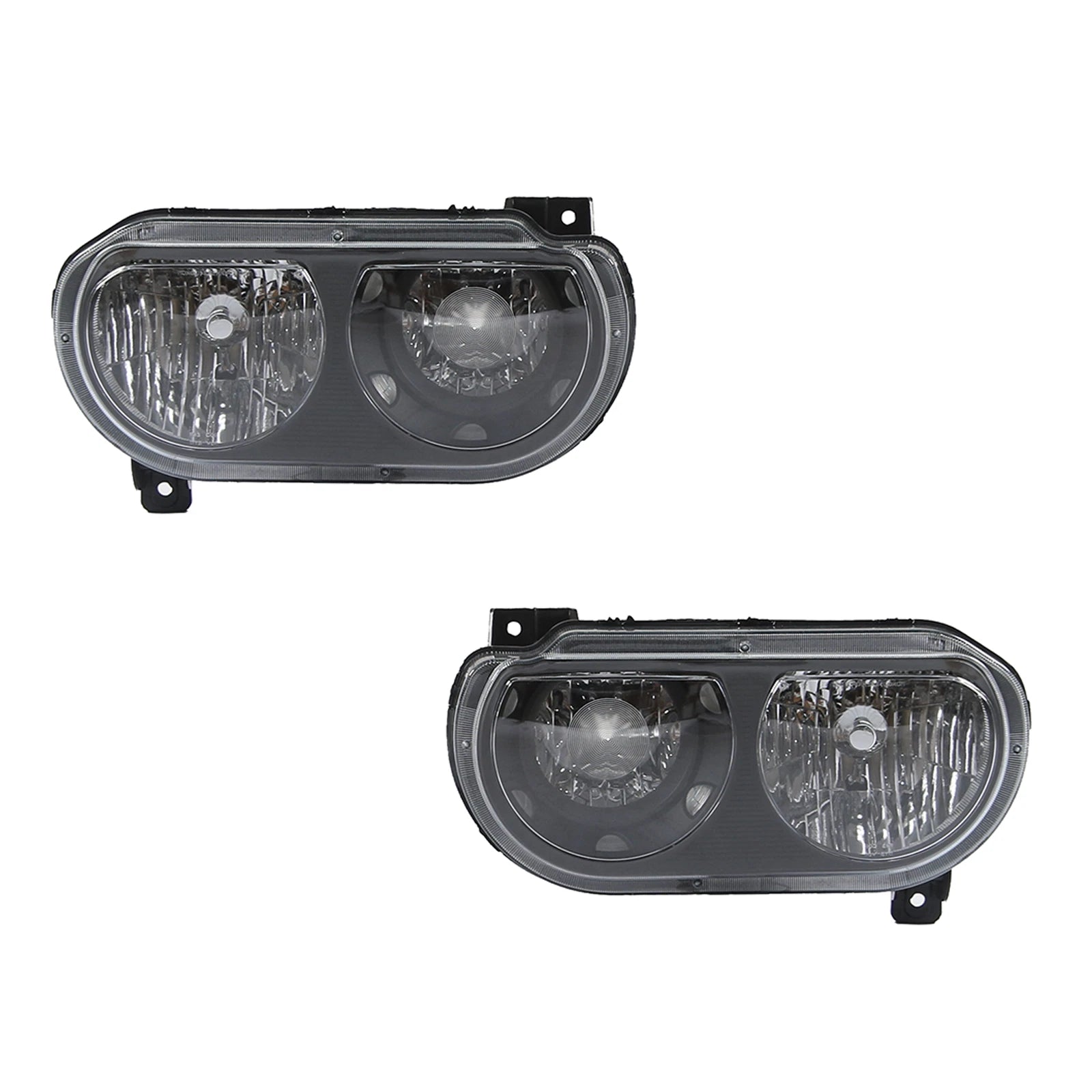 Headlights Assembly Lamp Black Pair for Dodge Challenger (2008–2014)