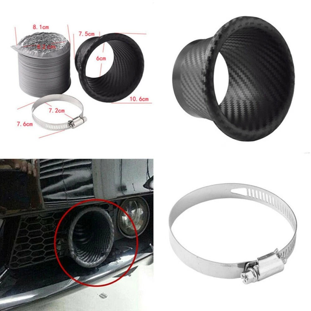 Set of 1 Turbo Air Intake Pipe Kit for Car (ABS Black, Carbon Fiber Style)