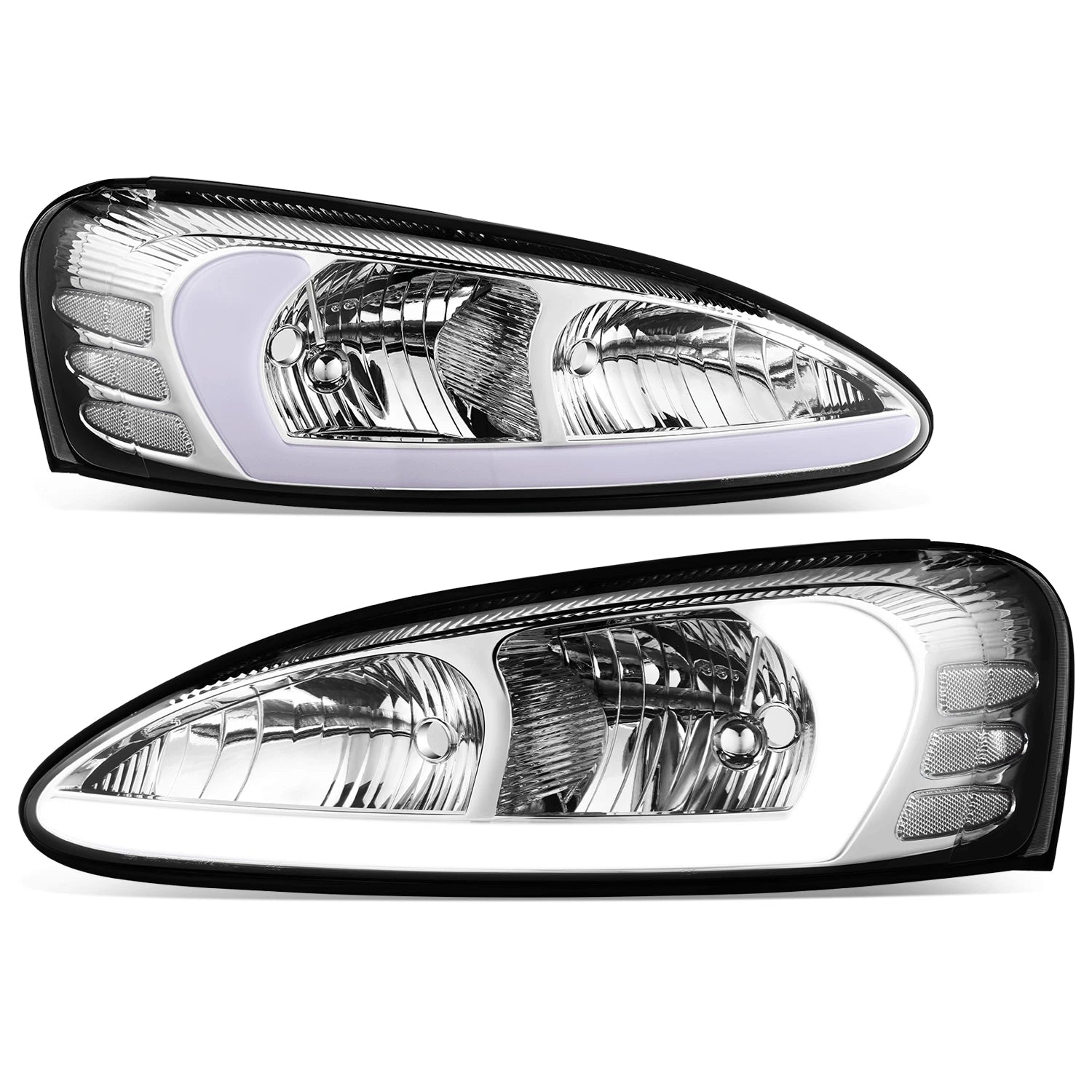 Chrome Housing Clear Lens 3D LED DRL Headlights for Pontiac Grand Prix (2004–2008)