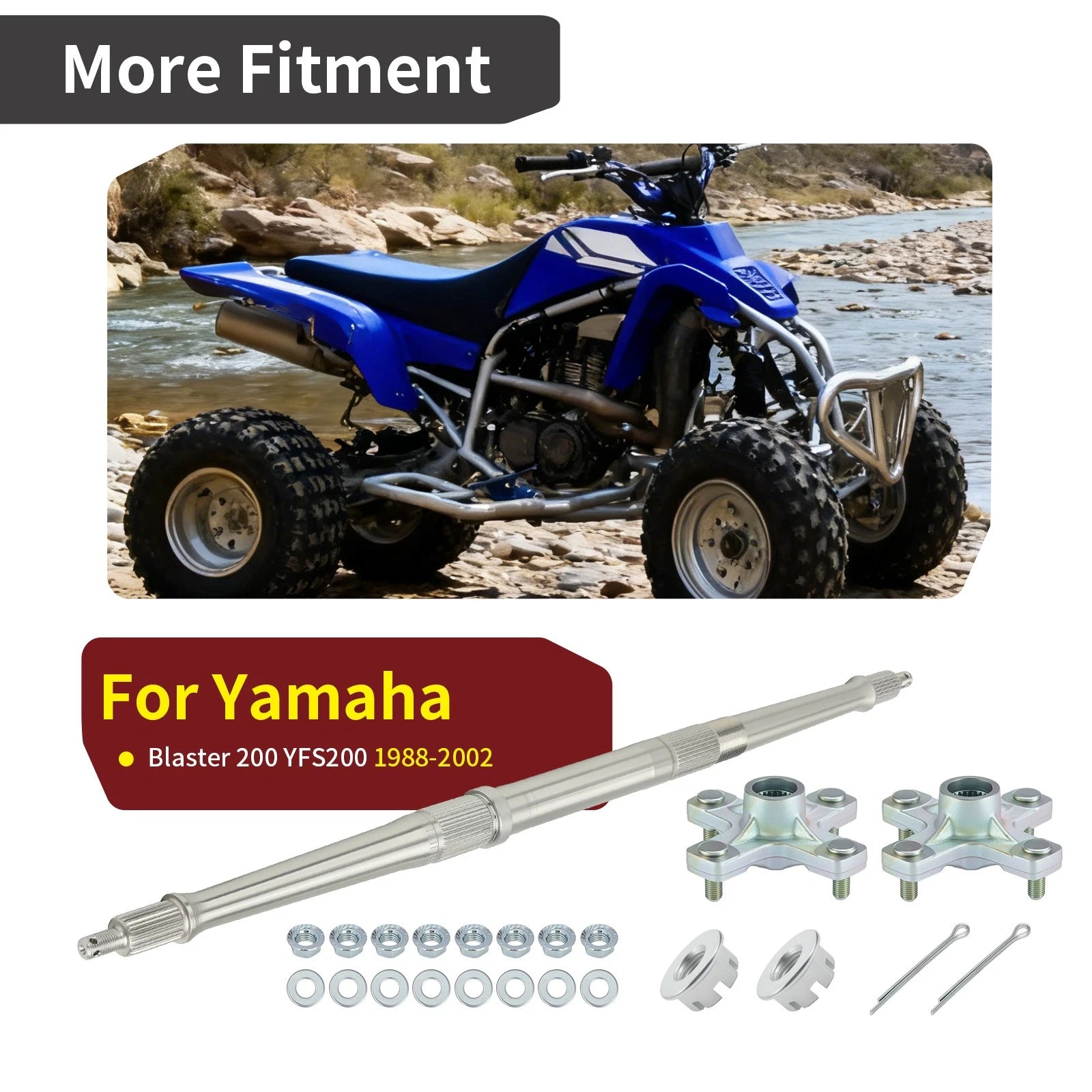 Rear Axle Shaft & Wheel Hub Kit for Yamaha Blaster YFS200 (1988–2002)
