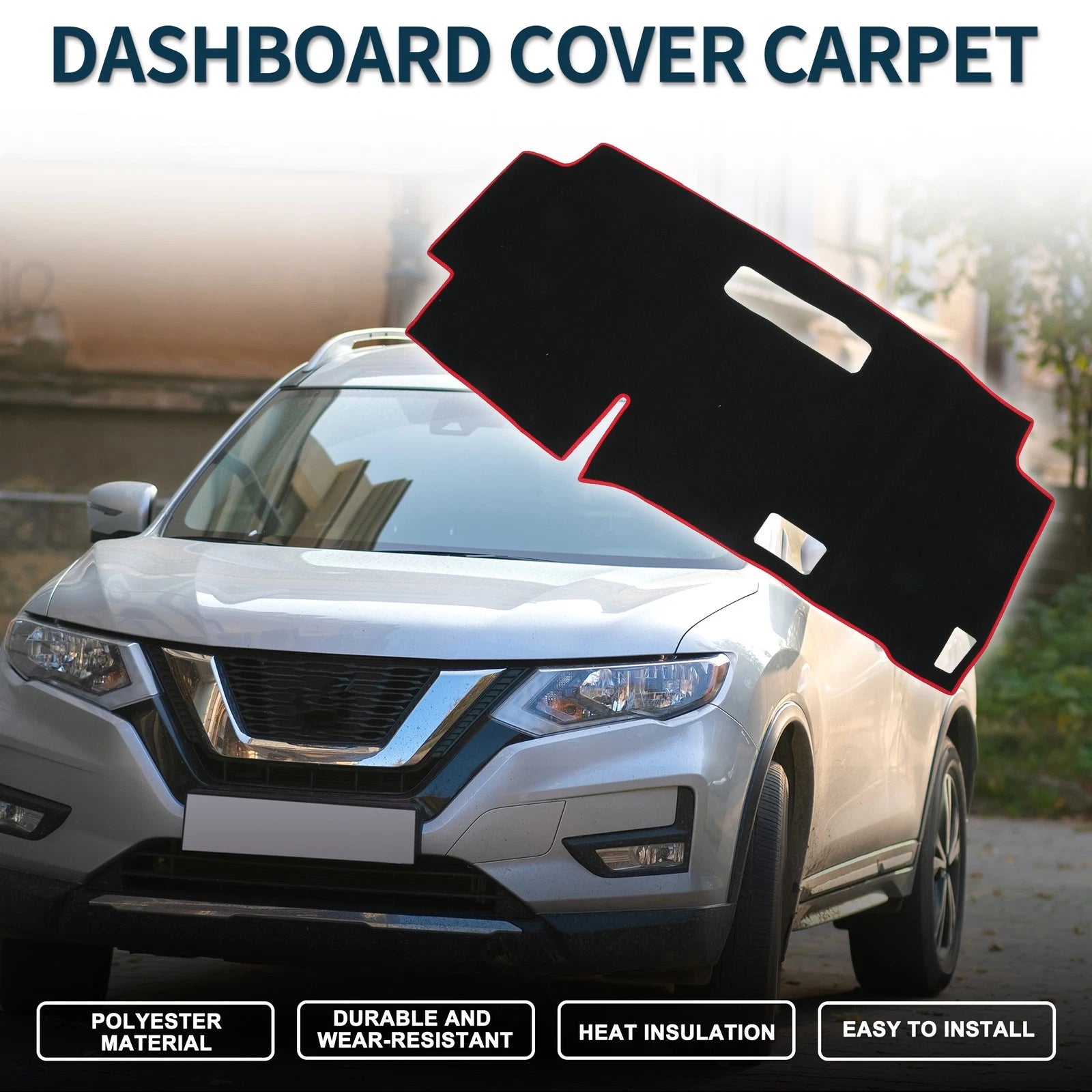 Dashboard Cover Mat for Nissan Serena C28 (2015–2024) Black Red Set