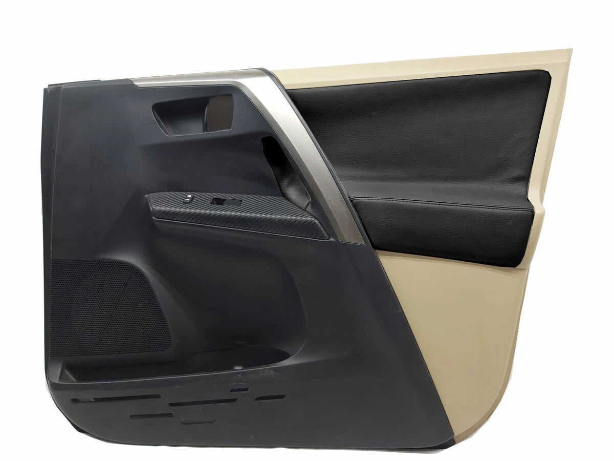 Door Panel Insert Cards Cover for Toyota RAV4 (2013–2018) Black PVC Leather