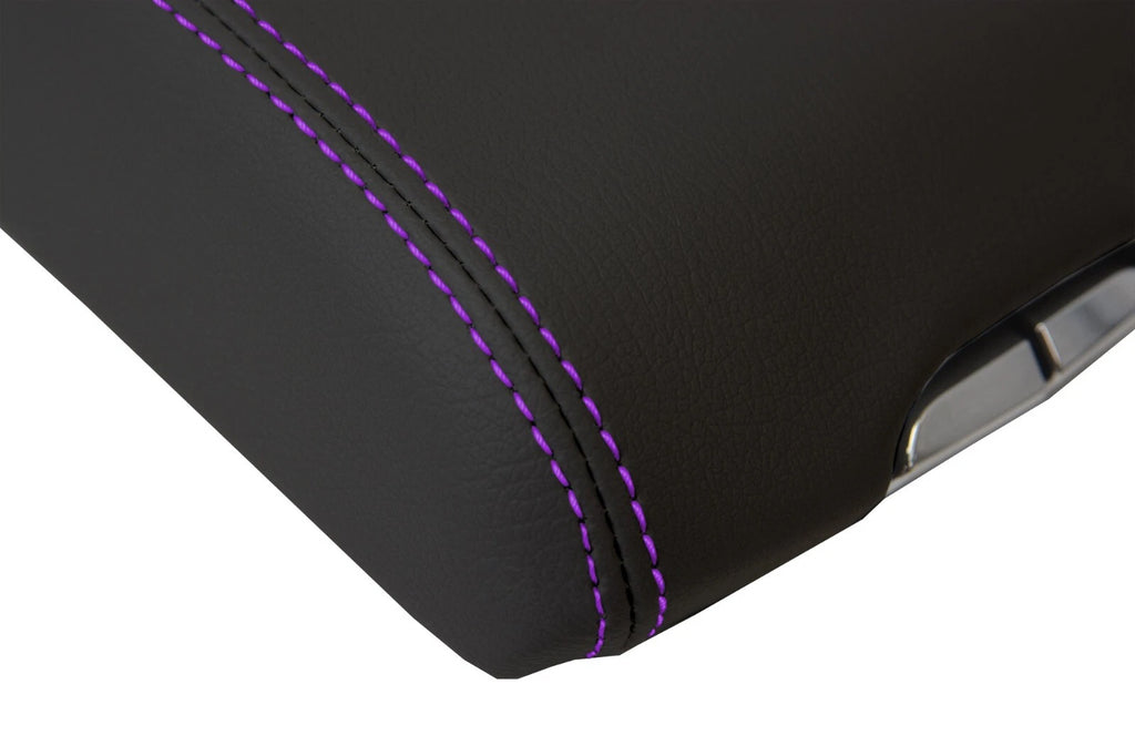 Leather Console Lid Armrest Cover for Cadillac SRX (2010–2016) Purple Stitch