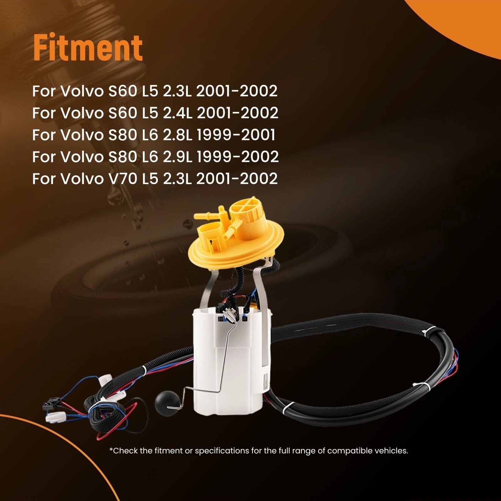 Electric Fuel Pump Assembly for Volvo S60 V70 S80 2.3L 2.4L 2.8L 2.9L (1999–2002)