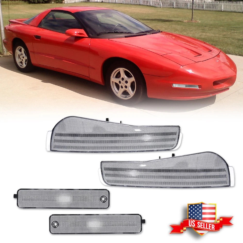 Set of 4 Clear Bumper Signal & Rear Side Markers for Pontiac Firebird (1993–1997)