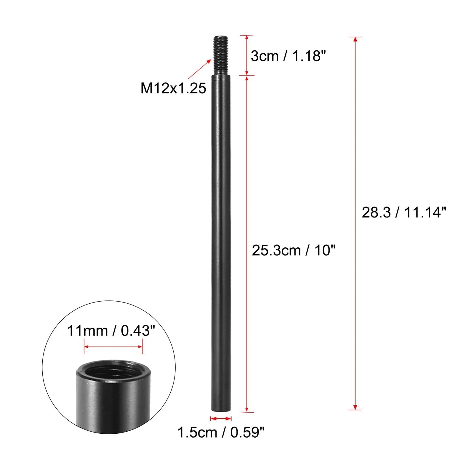 10" Gear Shift Knob Extender for Subaru Toyota M12X1.25 