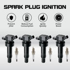 Set of 4 Ignition Coils + 4 Spark Plugs for Hyundai Accent Kia Soul Rio (2012–2019) UF652