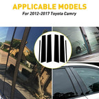 6PCS Window Center Pillar Posts Trim for Toyota Camry (2012–2017) Glossy Black