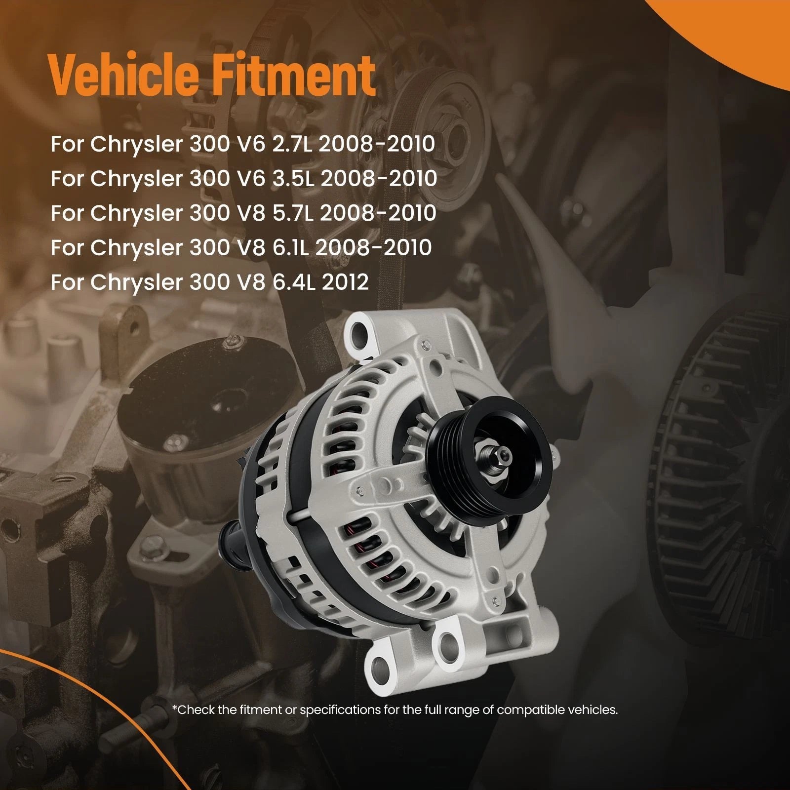 Heavy Duty Alternator for Dodge Magnum Challenger (2008–2010) AND0476 6-Groove 12V