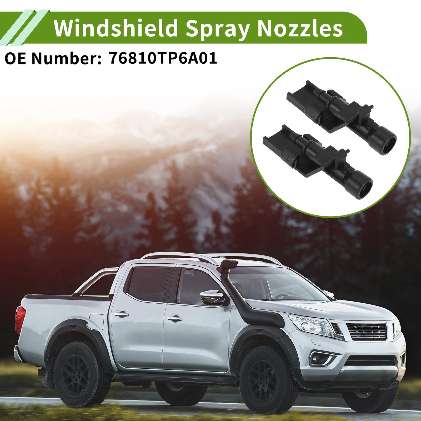 Set of 1 Windshield Washer Nozzle with Hose Connector for Honda (No. 76810TP6A01)