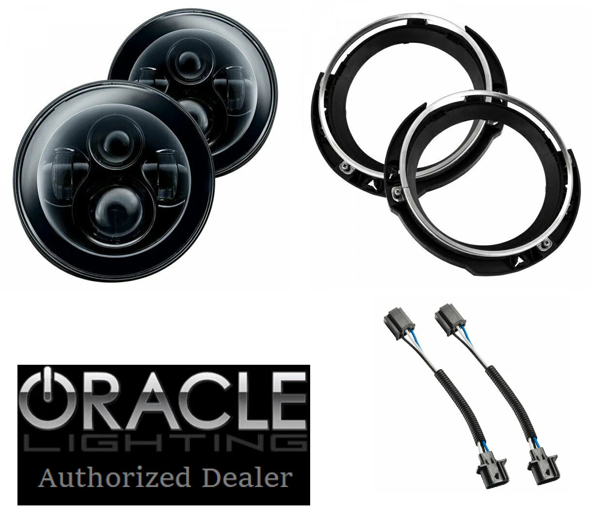 LED Headlight Kit with Brackets for Jeep Wrangler JK (2007–2018)
