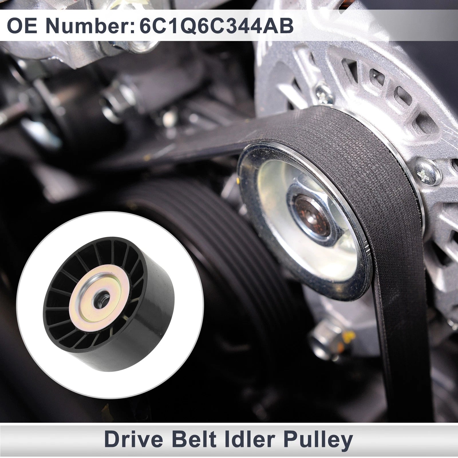 Drive Belt Idler Pulley for Ford Transit (2006–2014) No. 6C1Q6C344AB Black