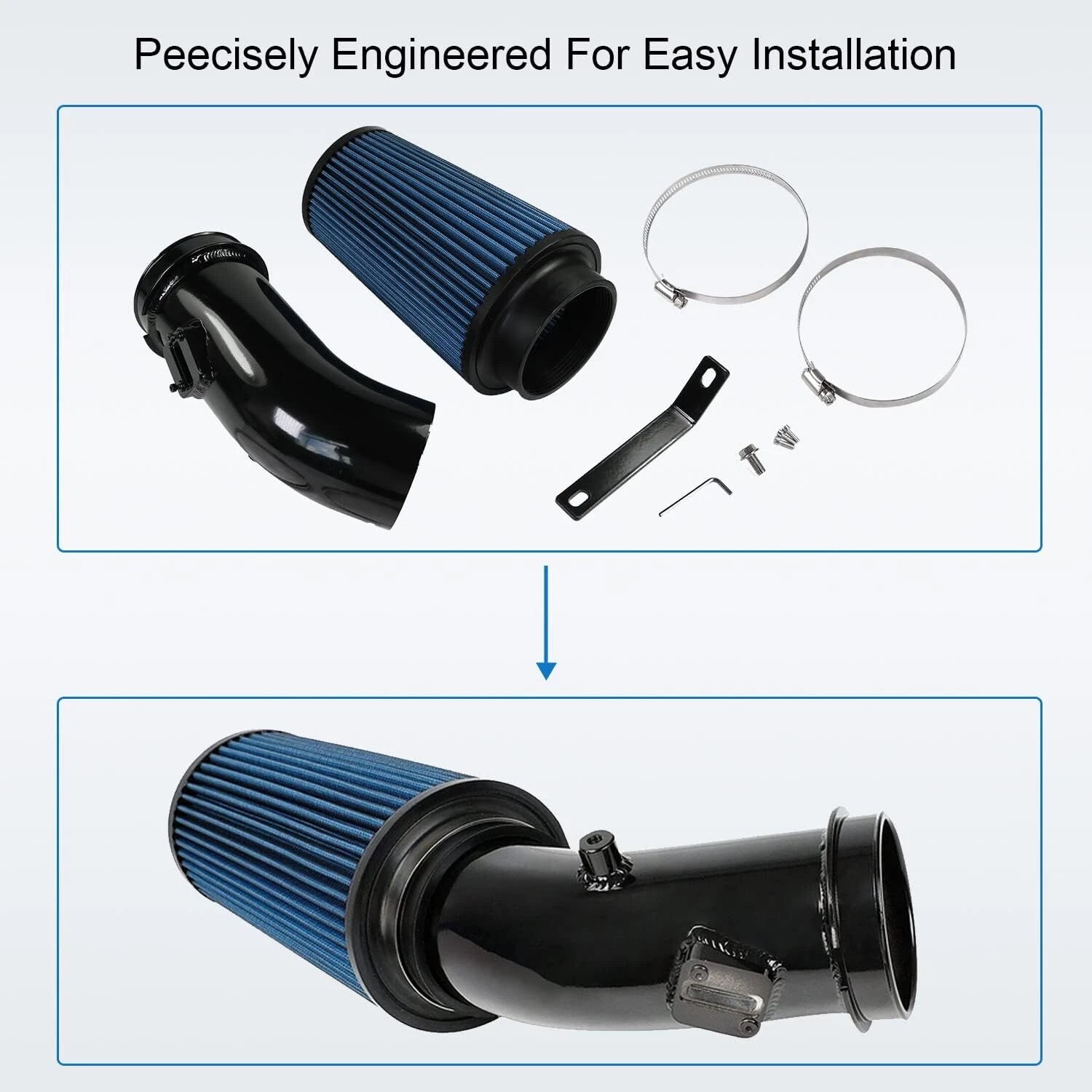 Cold Air Intake Pipe Kit w/ Oiled Filter for Ford 6.7L Powerstroke (2011–2016)