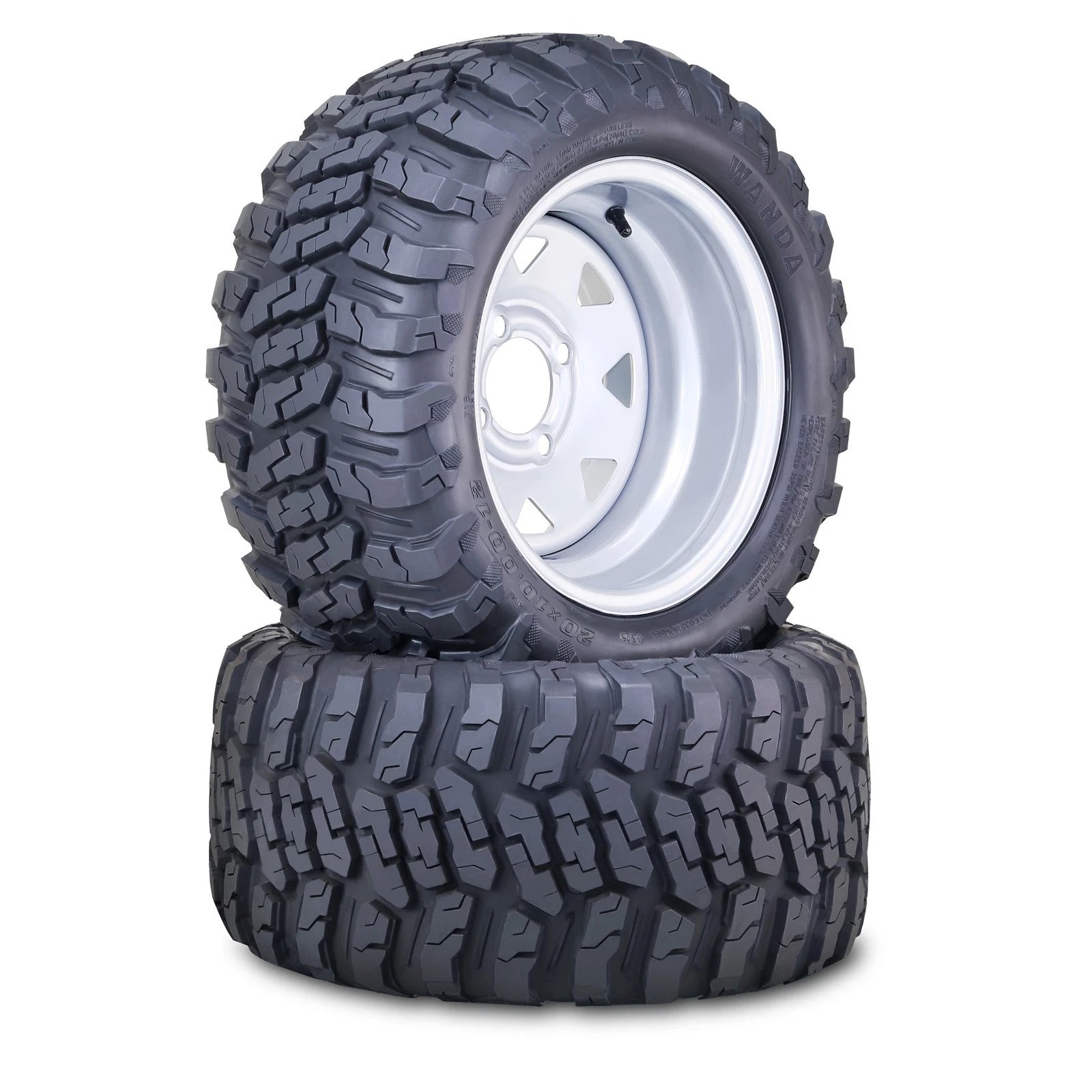 Set of 2 Golf Cart Tires 20x10-12 w/4x4" ET-25.4 Silver Wheel 14055