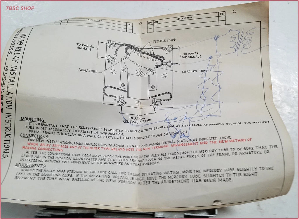 Relay Box MA-39 for Vintage Autocall Co. Shelby Ohio (115V 60Hz)