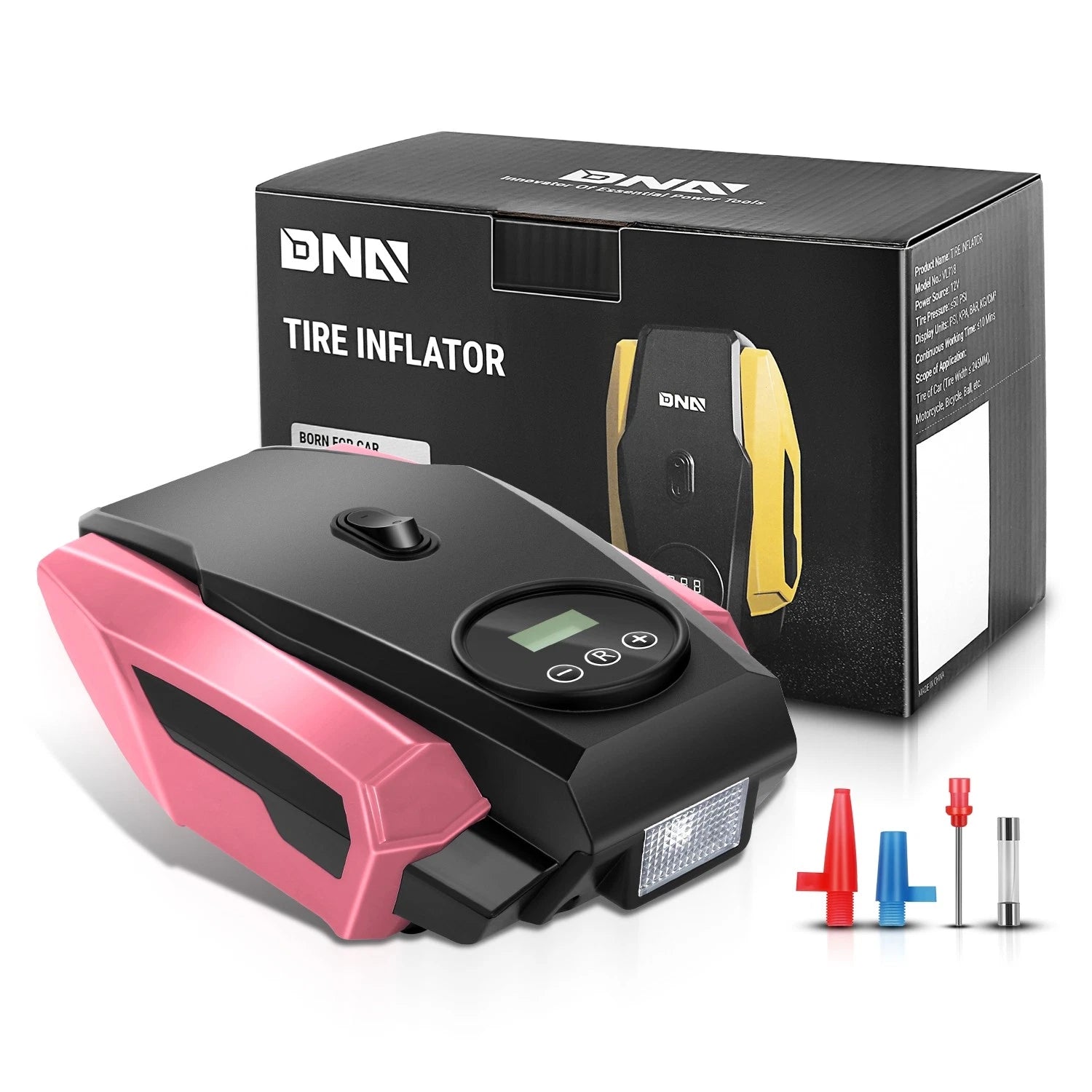 LED Tire Inflator for Universal Use (Portable, Auto Shut Off)