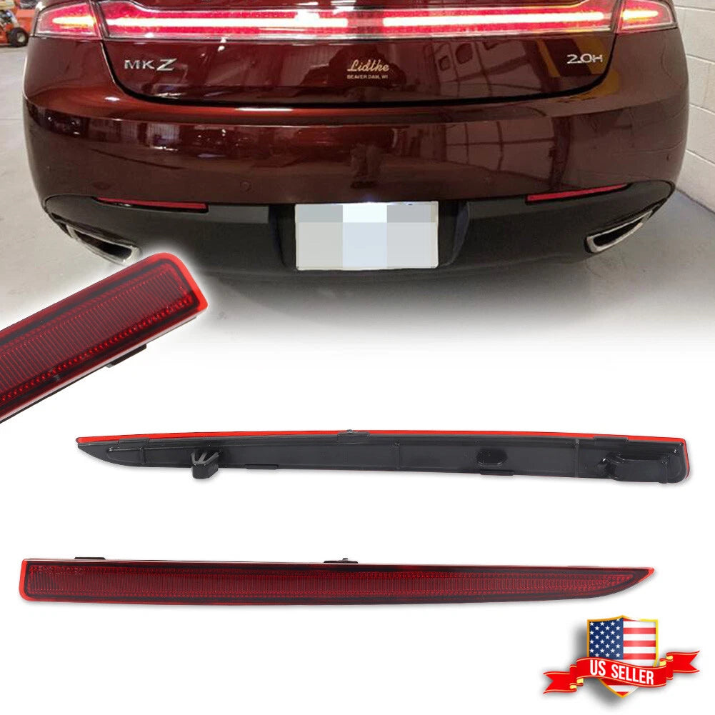 2X Red Lens Rear Bumper Reflector Lights for Lincoln MKZ (2013–2020)
