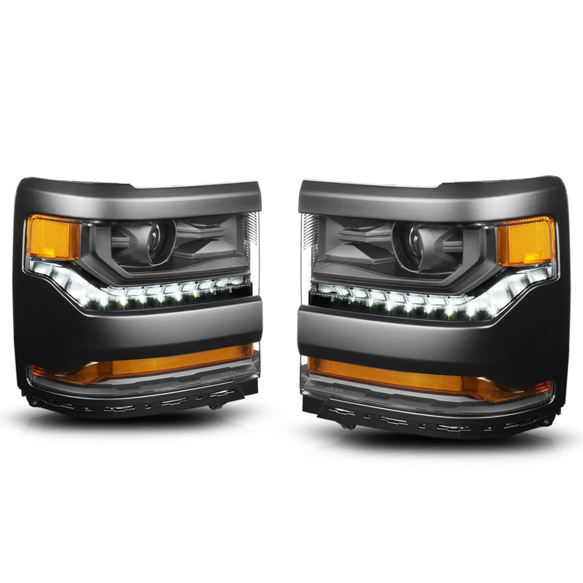LED Strip Projector Headlight for Chevy Silverado 1500 (2016–2019)