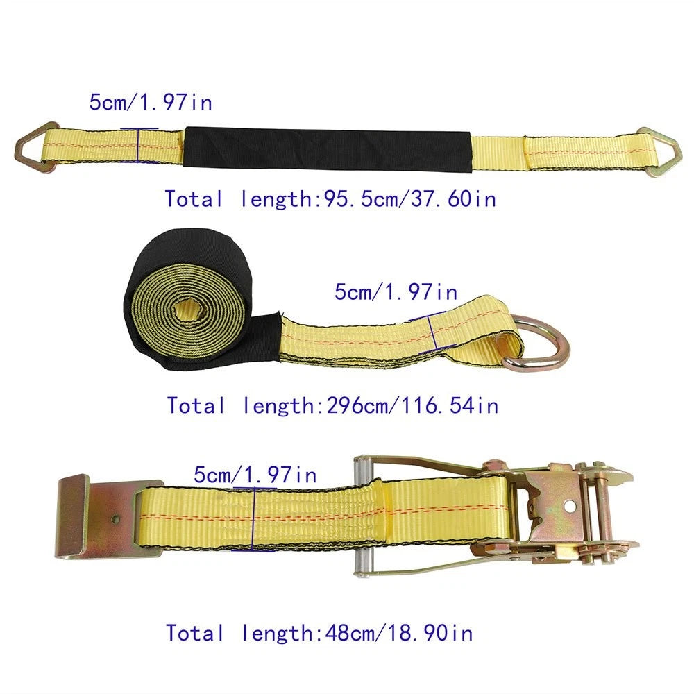 Set of 4 Heavy Duty Tie Down Straps for Trailers with Flat Hooks