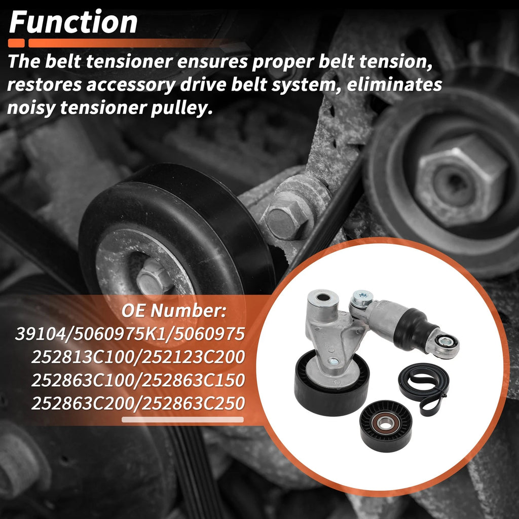 Set of 1 Drive Belt Tensioner Kit for Hyundai Azera (2006–2011) 39104