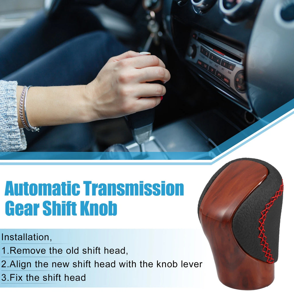 Automatic Gear Shift Knob for Lexus (Wood Grain, Red Thread, Perforated)