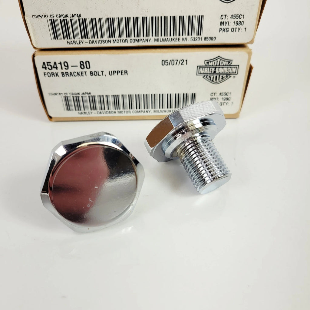 Set of 2 Upper Fork Bracket Bolts for Harley-Davidson (45419-80)