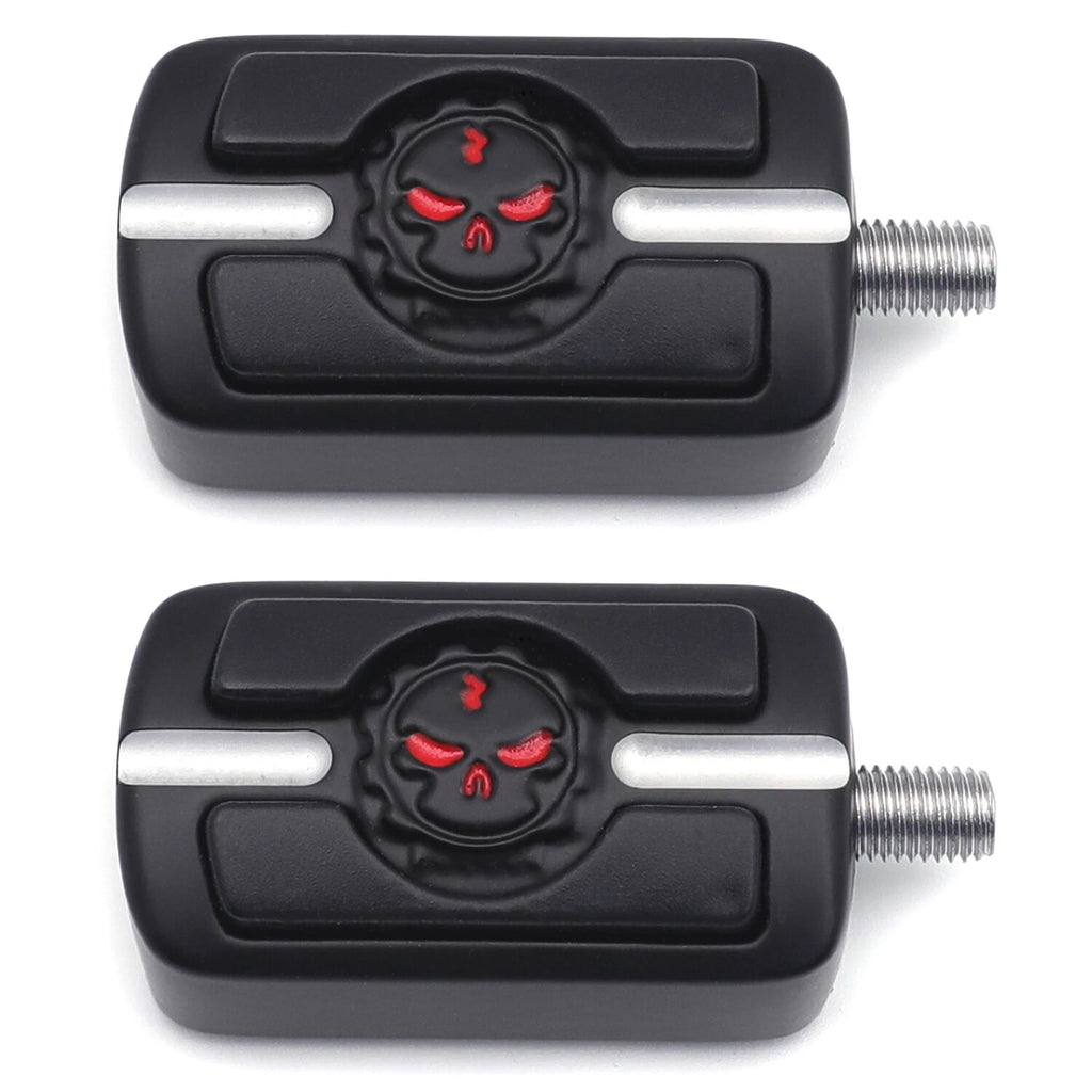 2X Black Gear Skull Shift Pegs for Harley Touring Dyna