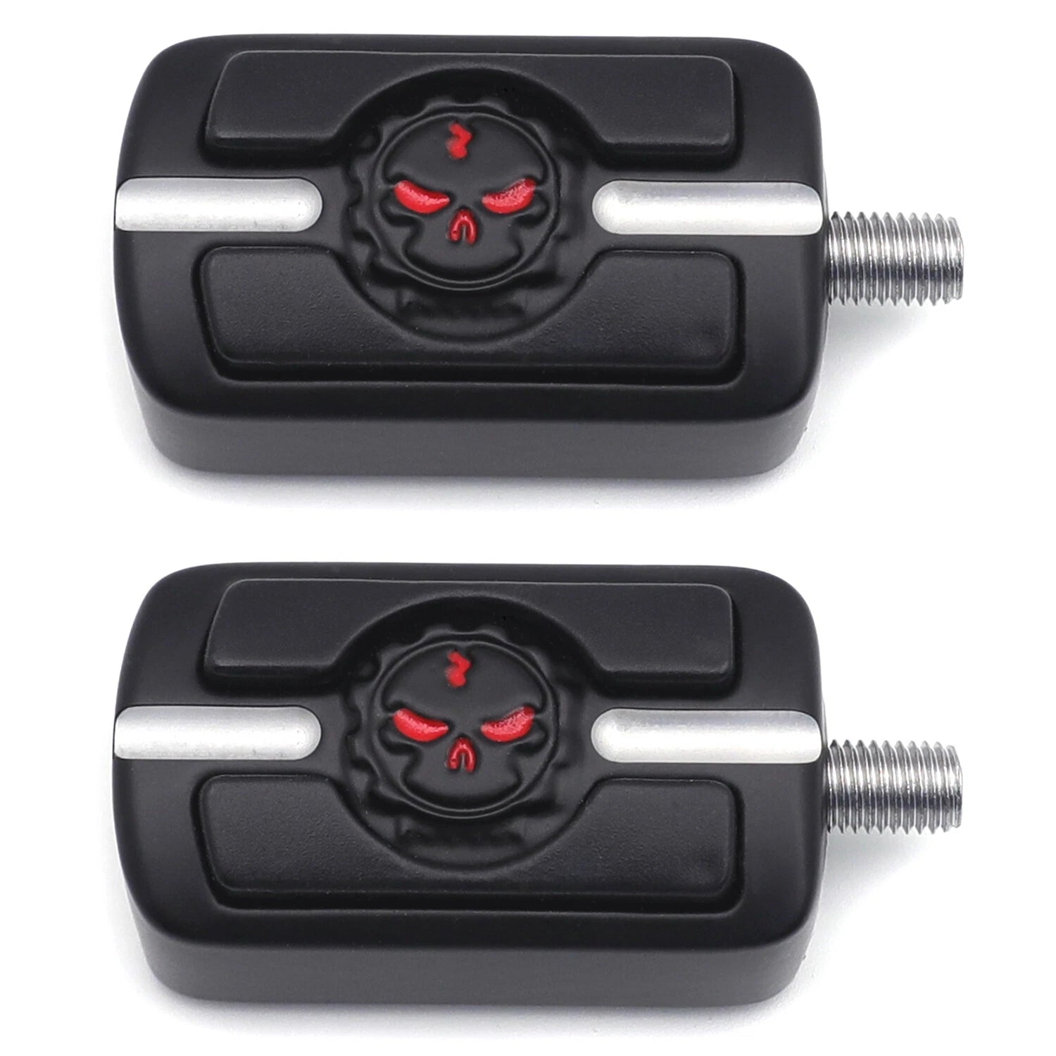 2X Black Gear Skull Shift Pegs for Harley Touring Dyna