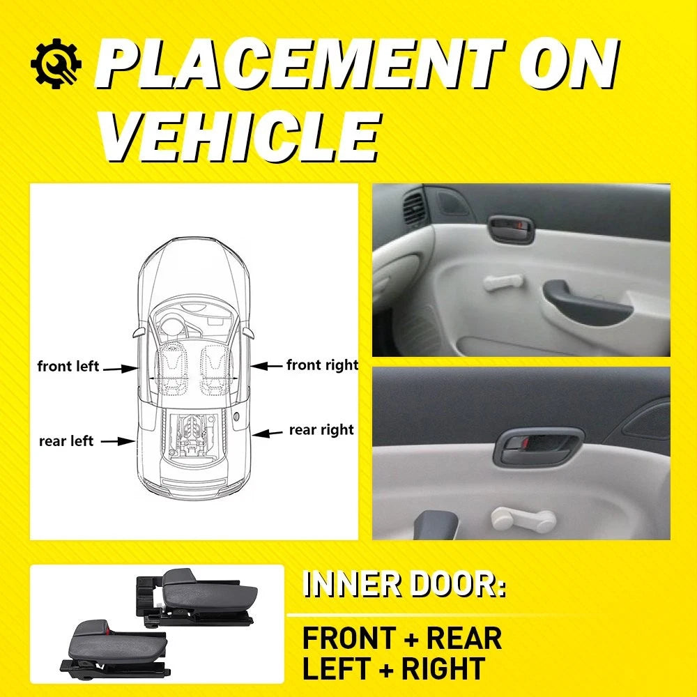 4X Interior Door Handles Gray for Hyundai Accent (2006–2011) EPY