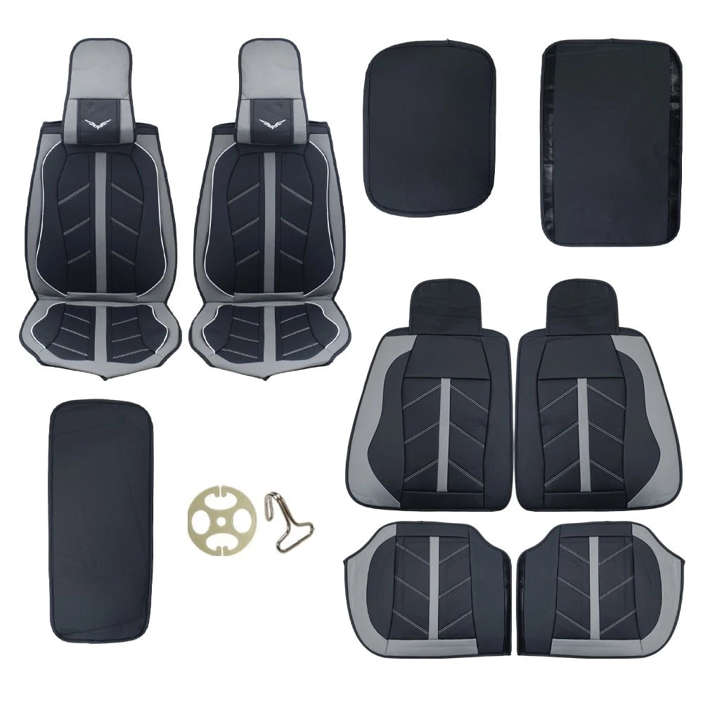 Set of 2 Front & Rear PU Leather Seat Covers for Ford F-150