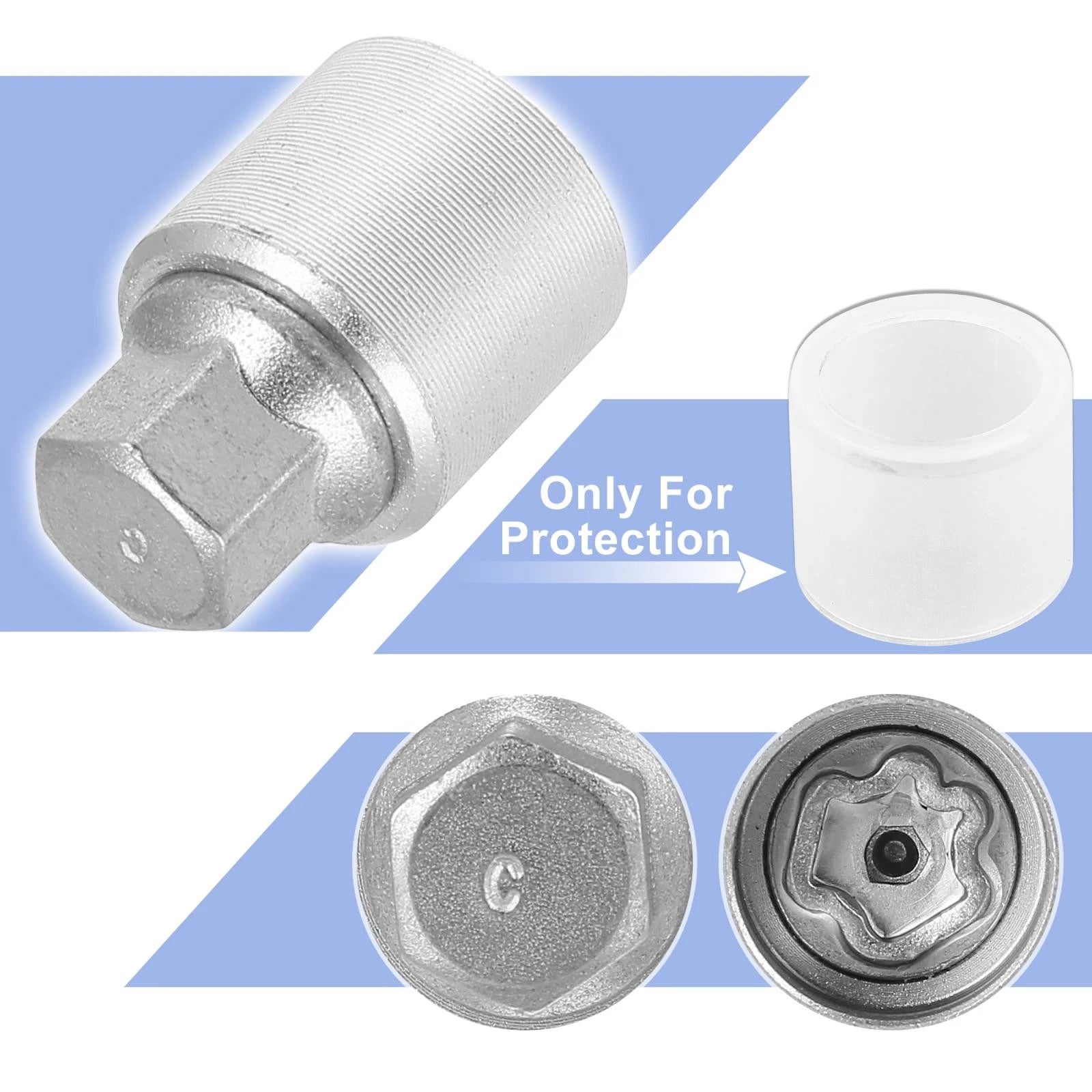 C Auto Wheel Lock Lug Nut Anti Theft Screw Removal Key for Audi A4L A5 A6L Q2L (2010–2023)