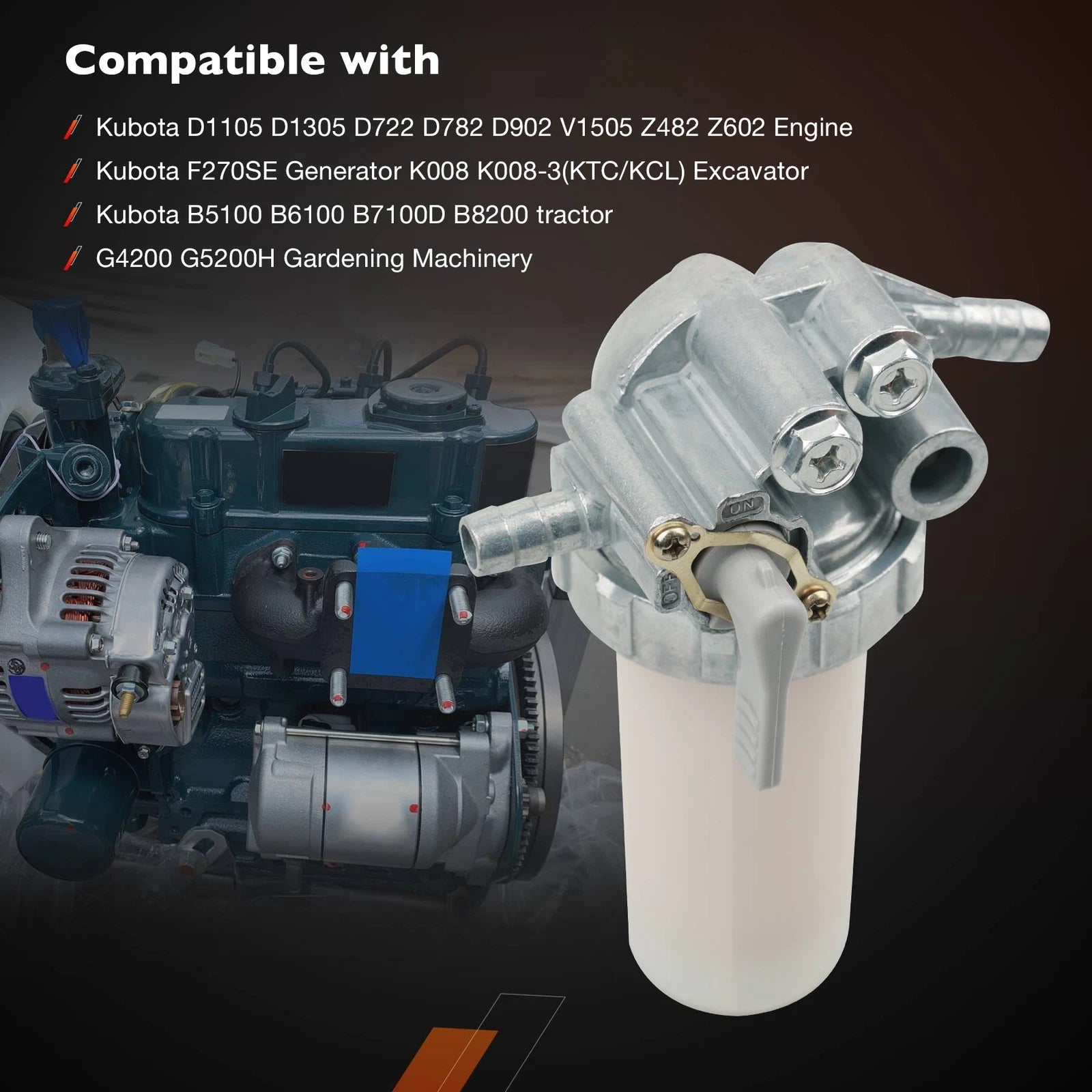 Fuel Filter Assembly for Kubota D1105 D1305 D722