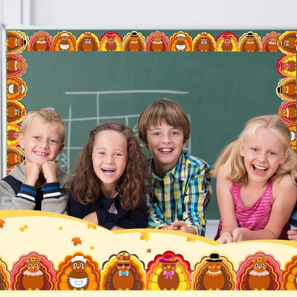 Seasonal Turkey Scalloped Border Decor for Classroom Display