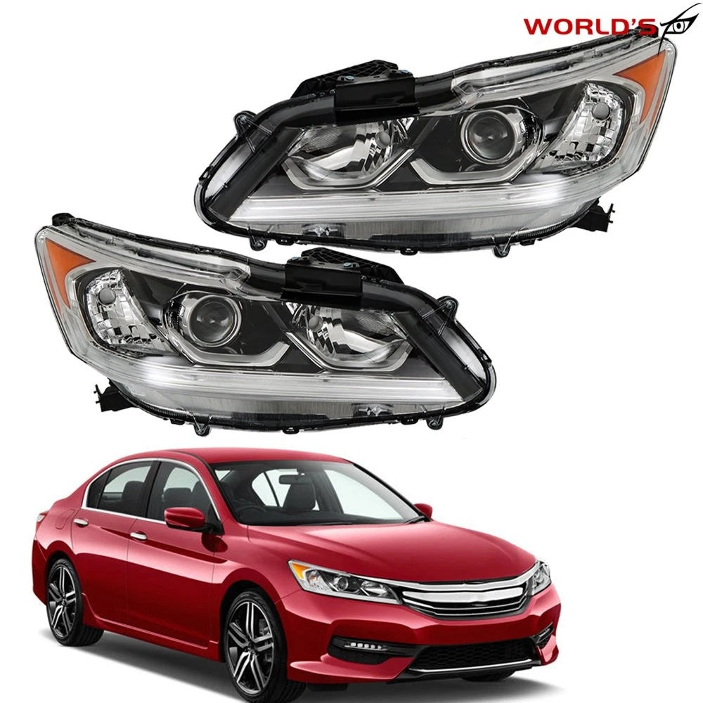 Set of 2 Halogen Headlights with LED DRL for Honda Accord (2016–2017)