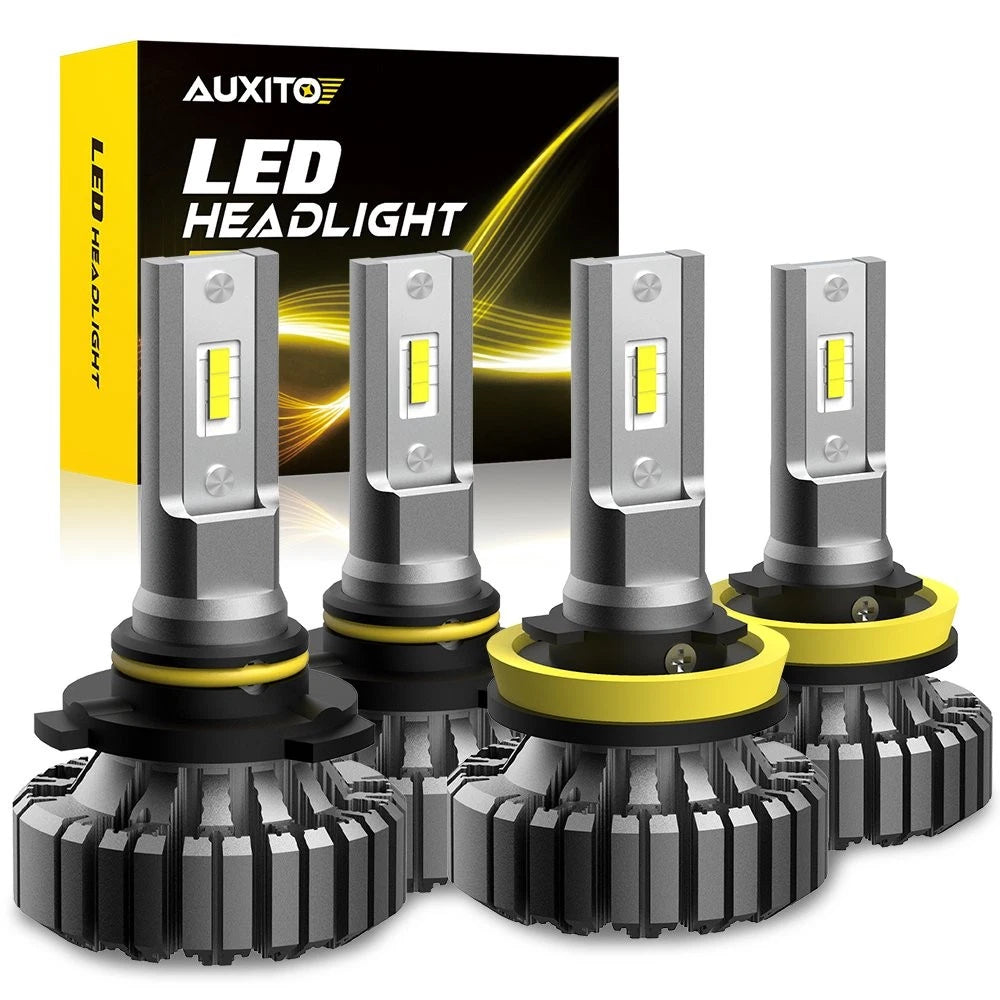 Set of 4 AUXITO 9005 H11 LED Headlight Bulbs for High Low Beam (6500K)