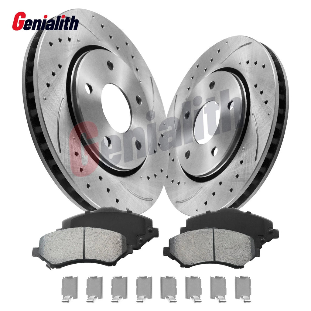 Set of 2 Drilled Brake Rotors & Ceramic Pads for Dodge Grand Caravan (2008–2020)