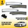 4X White LED Clear Front & Rear Side Marker Lights for Ford Mustang (2024–2025)