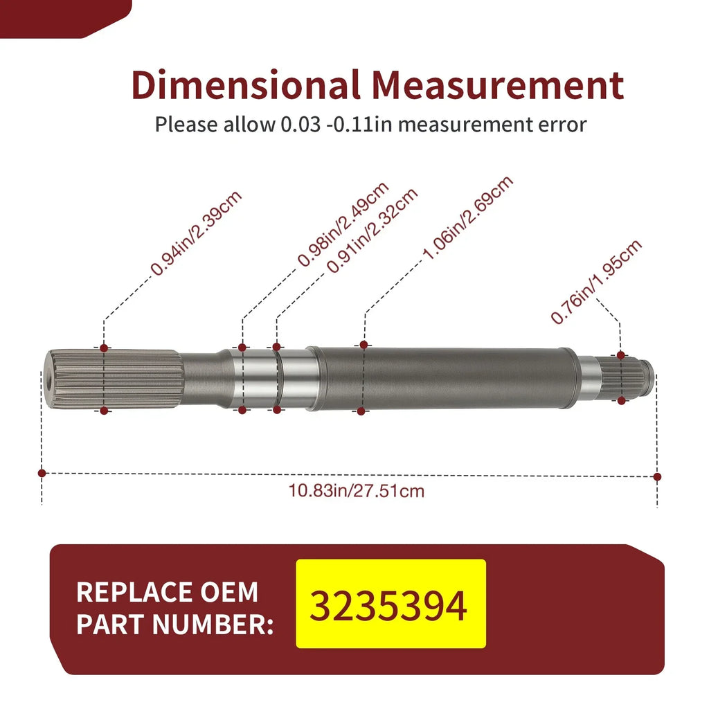 Shaft Front Output for Polaris RZR S/S4/XP/XP4 (2014–2019)