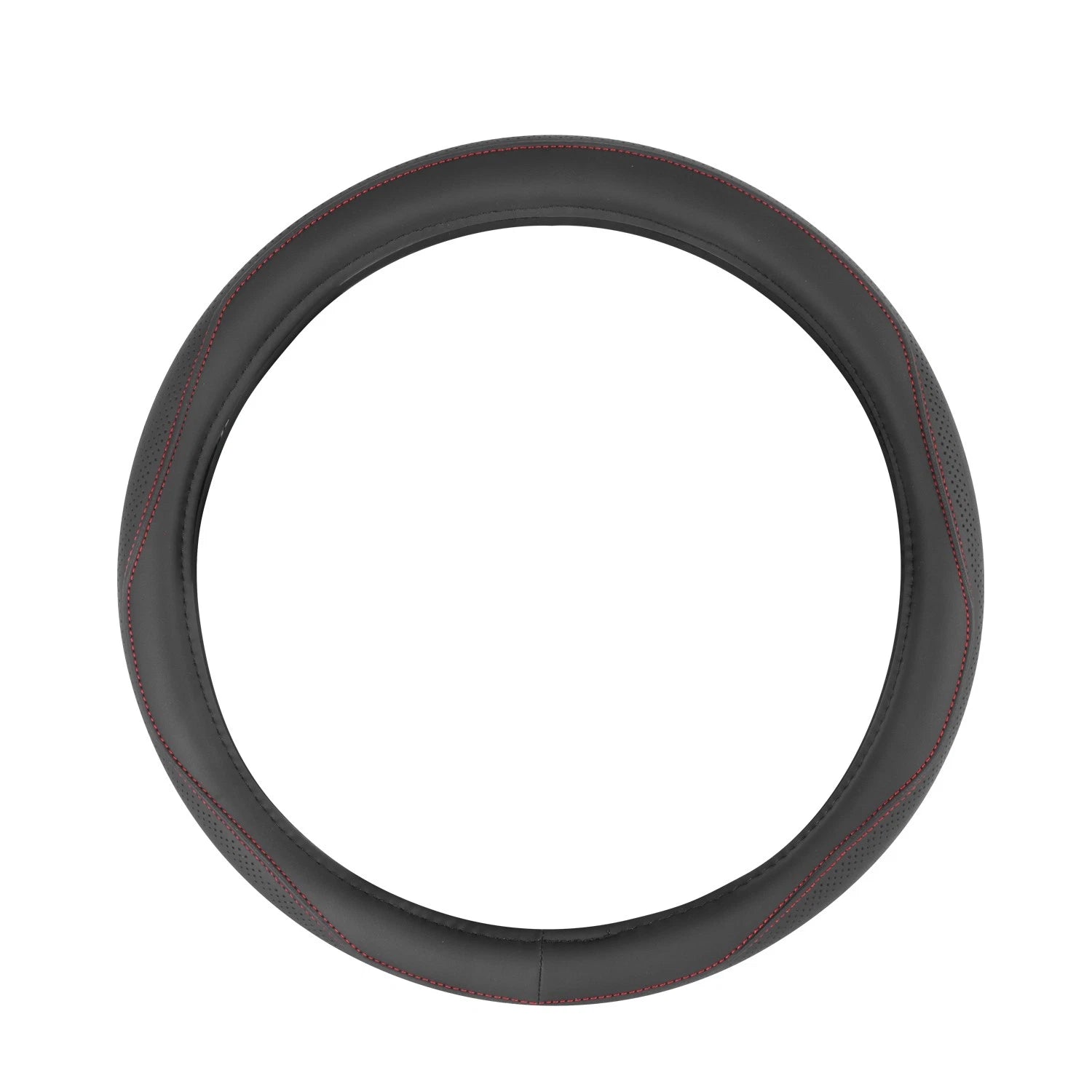 Red Perforated Leather Steering Wheel Cover for Universal 14.5"-15"