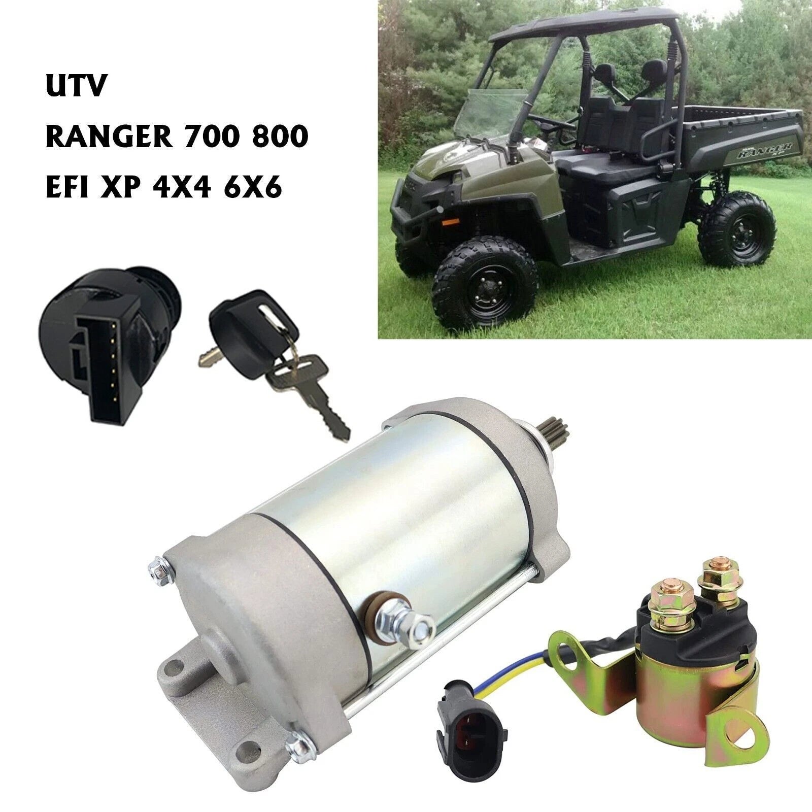 Starter for Polaris Ranger 800 EFI (2010–2014) with Relay & Ignition Key Switch