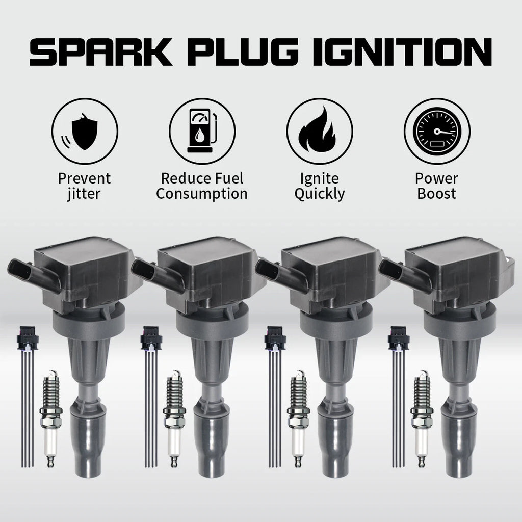 Set of 4 Ignition Coils & Spark Plugs for Hyundai Tucson 1.6L L4 (2016–2018)