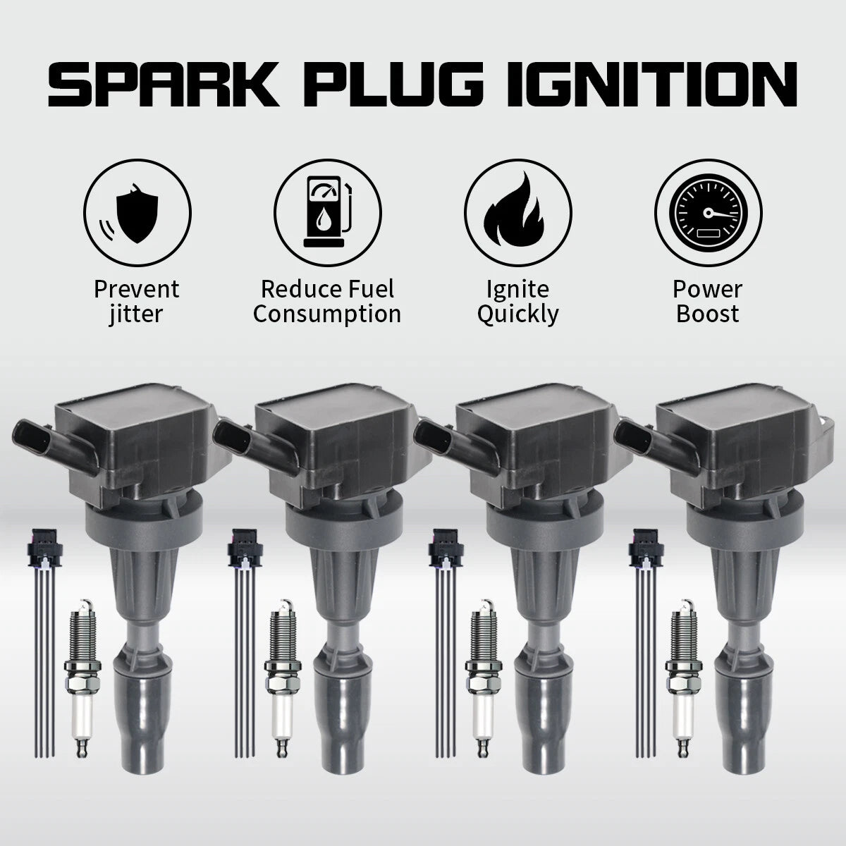 Set of 4 Ignition Coils & Spark Plugs for Hyundai Tucson 1.6L L4 (2016–2018)