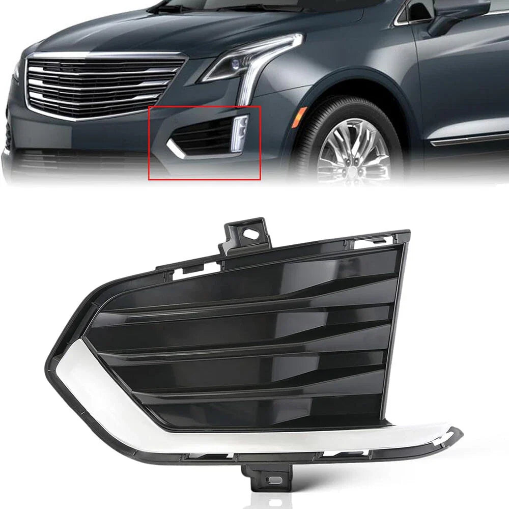 Front Fog Light Cover for 2017-2022 Cadillac XT5 Black Plastic Left Side